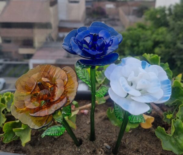 Rosas de vidrio soplado