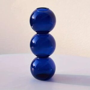 Jarrón de burbujas de vidrio Azul