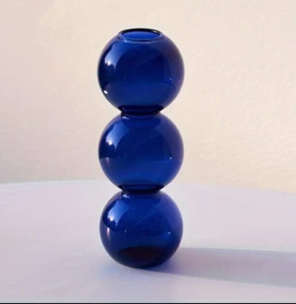 Jarrón de burbujas de vidrio Azul