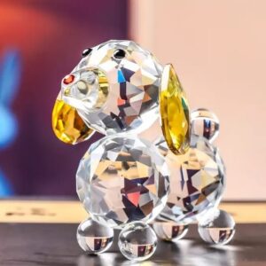 Perro salchicha de cristal con orejas amarilla