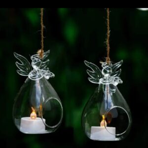 Angelito de vidrio para vela o planta