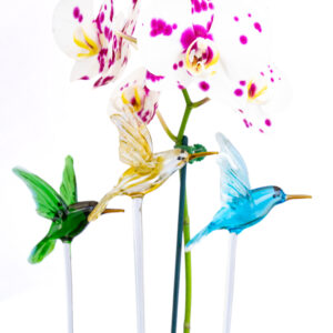 Colibríes para macetas en vidrio soplado