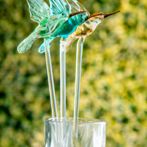 Colibríes para macetas en vidrio soplado